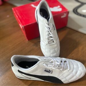 Puma shoes, black and white. Basically new; I wore them once. They’re size 9.5.